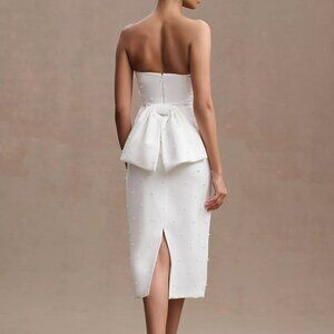 NWT Size 12 Sachin & Babi Gemma Strapless Back-Bow Pearl Midi Dress